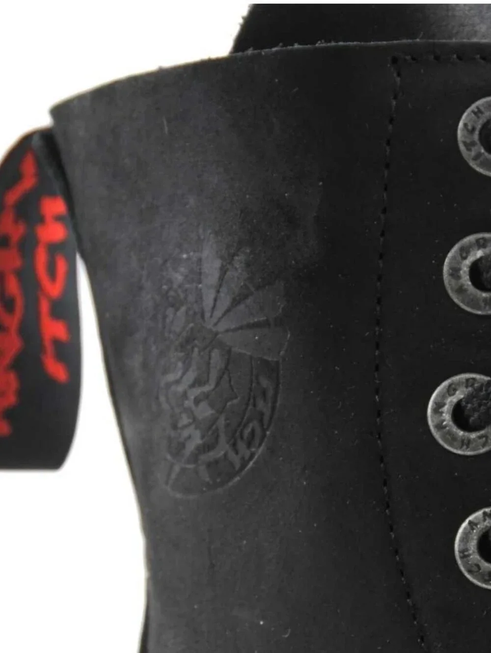 ANGRY ITCH, 8 Hole Vintage Black Gothic Punk Army Ranger Leather Boots, NWOT